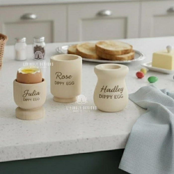 Custom Name/Date Wooden Egg Cup Holder