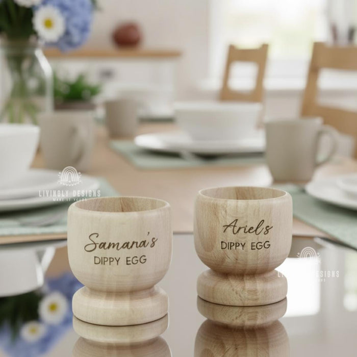 Custom Name/Date Wooden Egg Cup Holder