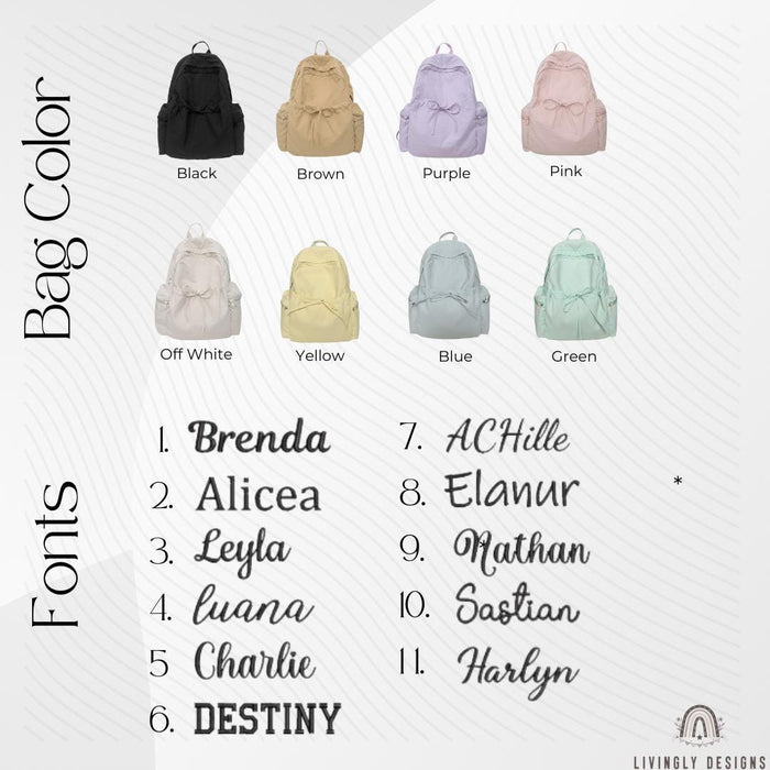 Personalized Embroidered Name Lightweight School or Travel Backpack