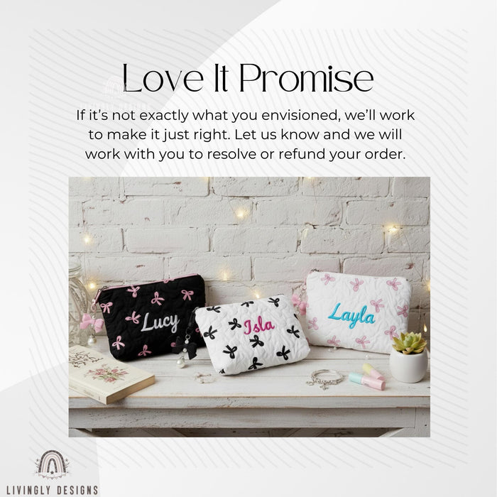 Personalized Name Makeup Bag Ribbons