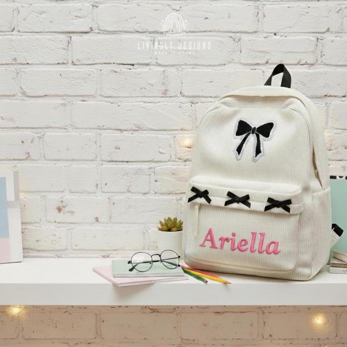 Personalized Embroidered Bow Backpack