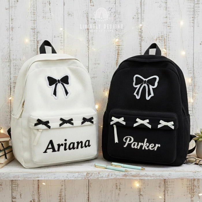 Personalized Embroidered Bow Backpack