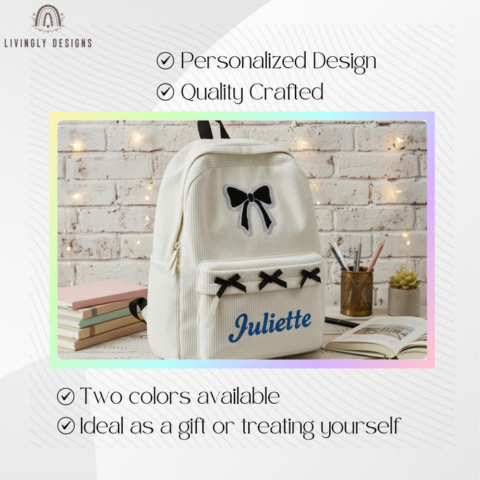 Personalized Embroidered Bow Backpack