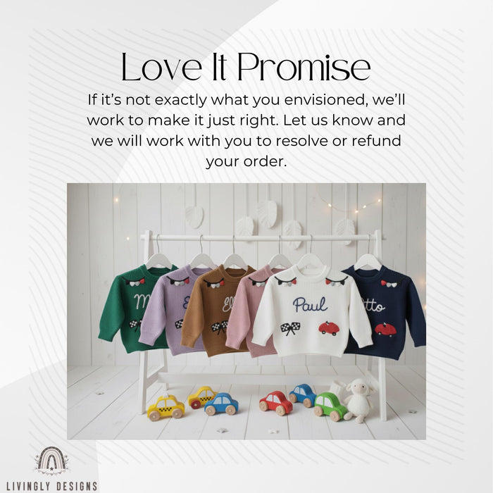 Custom Name Kids Racing Car Sweater