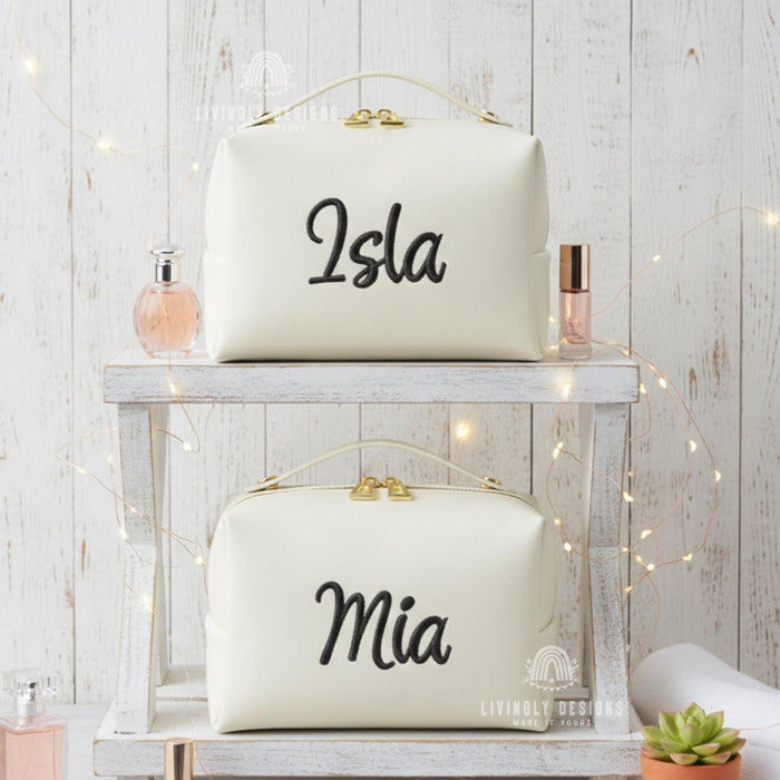 Personalized White Toiletry Bag/Travel Organizer