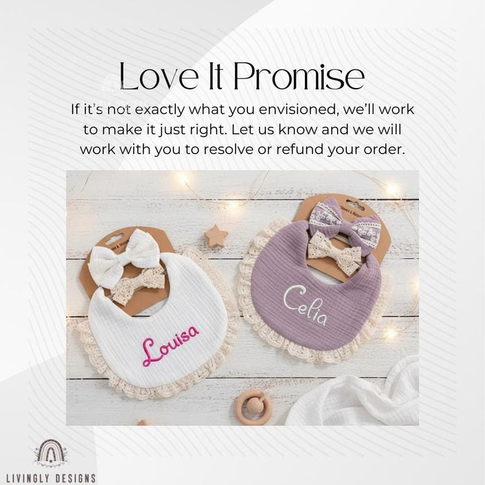 Personalized Name Baby Bib & Bow Set