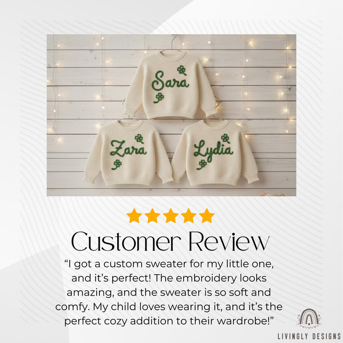 Personalized St Patrick's Day Sweater Shamrock Embroidered