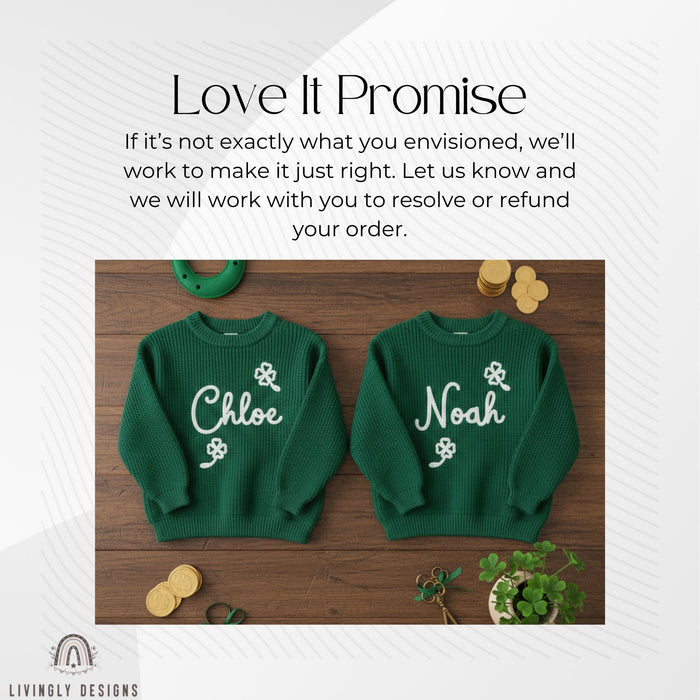 Personalized St Patrick's Day Sweater Shamrock Embroidered