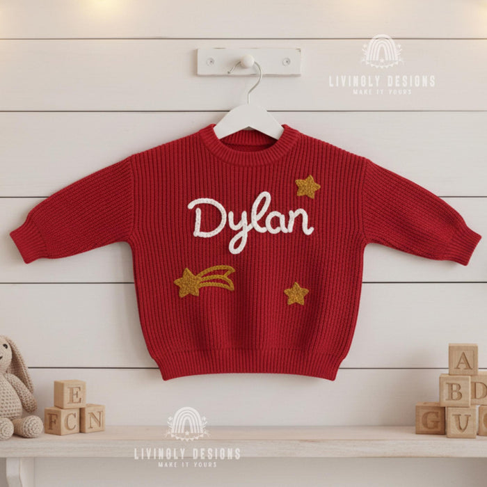 Personalized Name Shooting Star Embroidered Baby Jumper