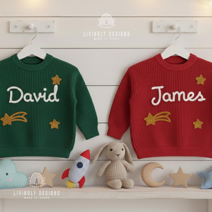 Personalized Name Shooting Star Embroidered Baby Jumper