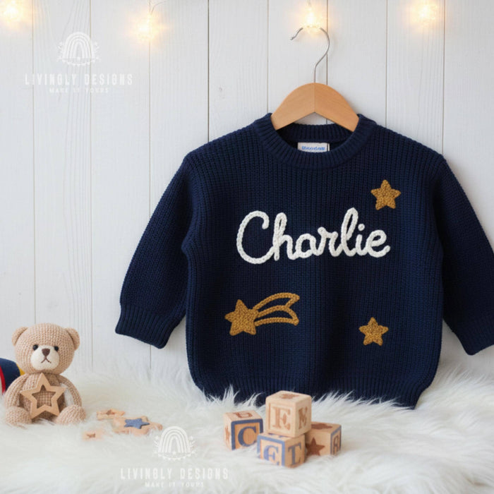 Personalized Name Shooting Star Embroidered Baby Jumper