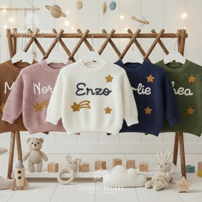 Personalized Name Shooting Star Embroidered Baby Jumper