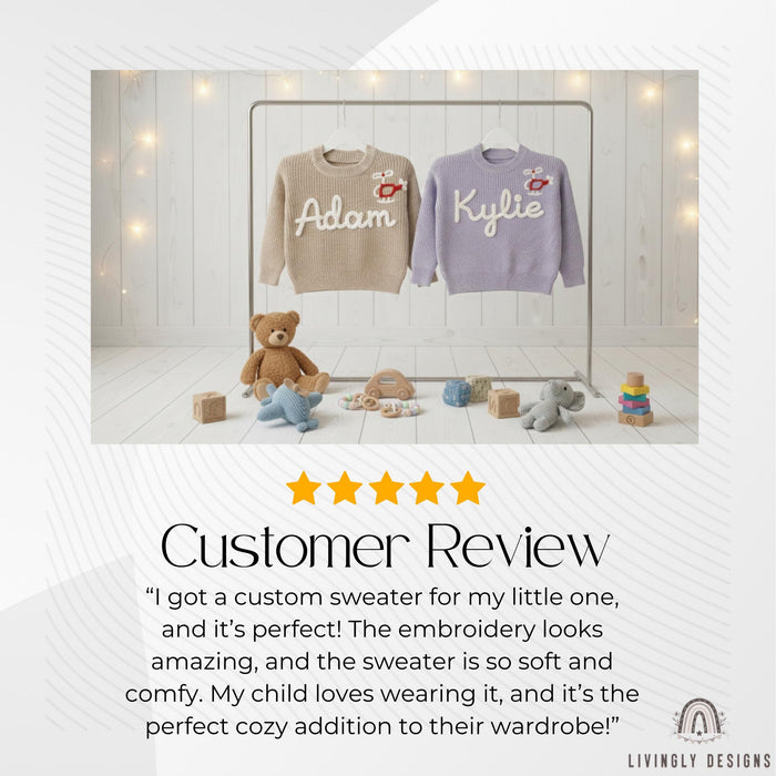 Personalized Name Helicopter Embroidered Kids Jumper