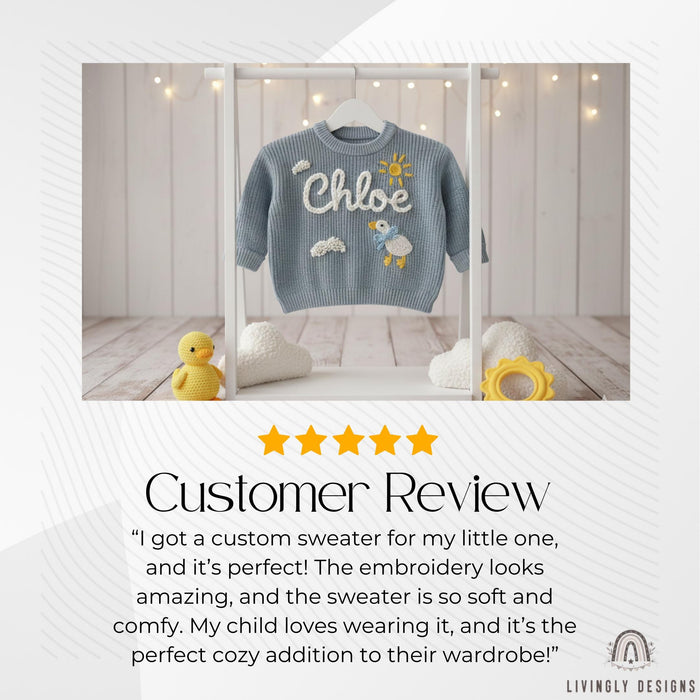 Personalized Name Clouds & Duckling Embroidered Baby Jumper