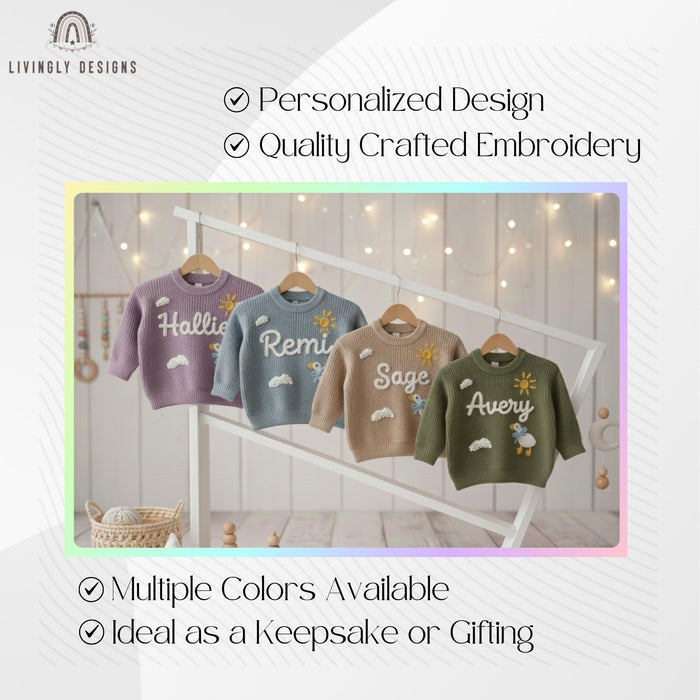 Personalized Name Clouds & Duckling Embroidered Baby Jumper