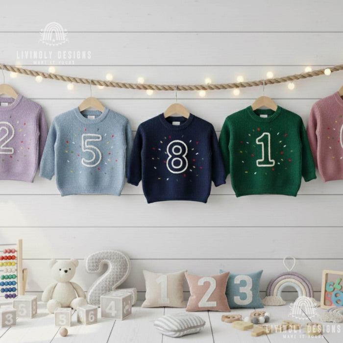 Personalized Sweater Birthday Number with Confetti