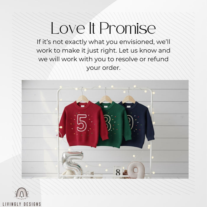 Personalized Sweater Birthday Number with Confetti