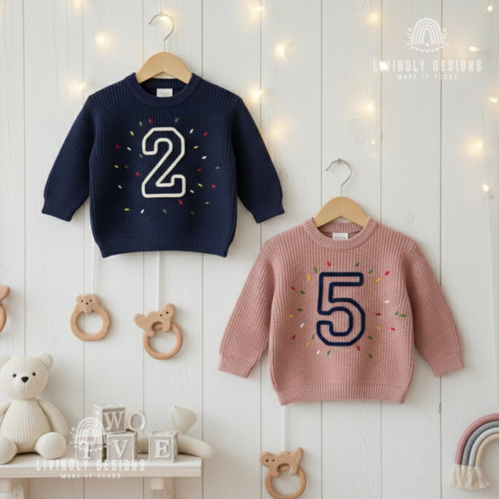 Personalized Sweater Birthday Number with Confetti