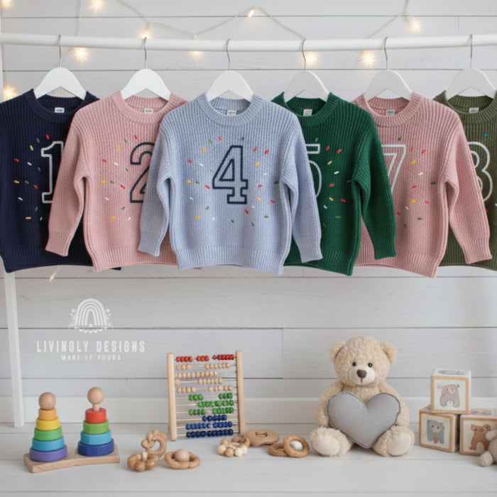Personalized Sweater Birthday Number with Confetti