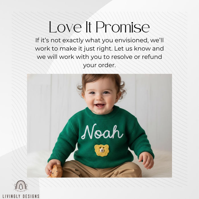 Lion Embroidered Name Baby & Kids Jumper