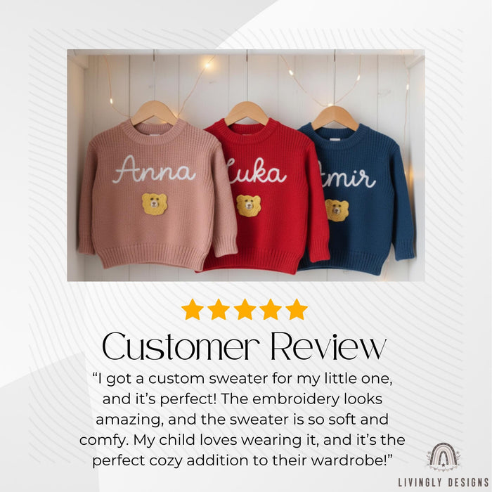 Lion Embroidered Name Baby & Kids Jumper