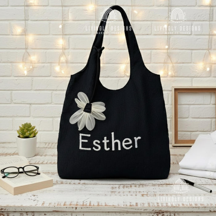 Custom Embroidered Summer Tote Bag with Name