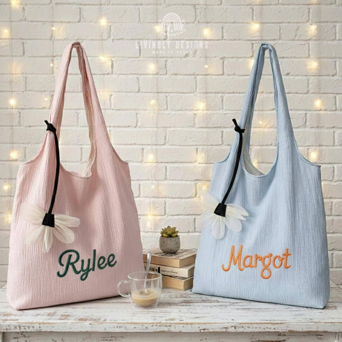 Custom Embroidered Summer Tote Bag with Name
