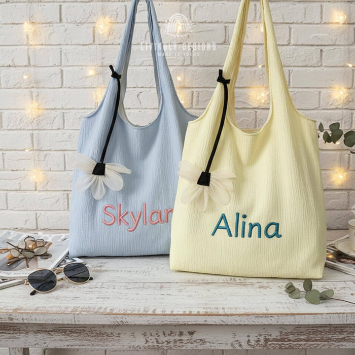 Custom Embroidered Summer Tote Bag with Name