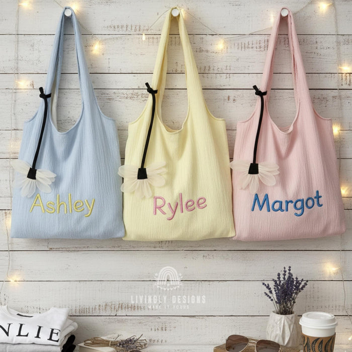 Custom Embroidered Summer Tote Bag with Name
