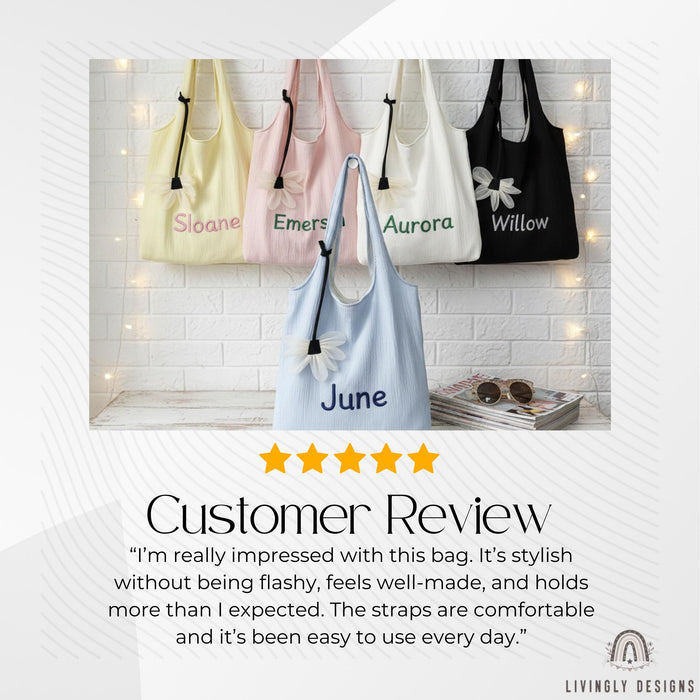 Custom Embroidered Summer Tote Bag with Name