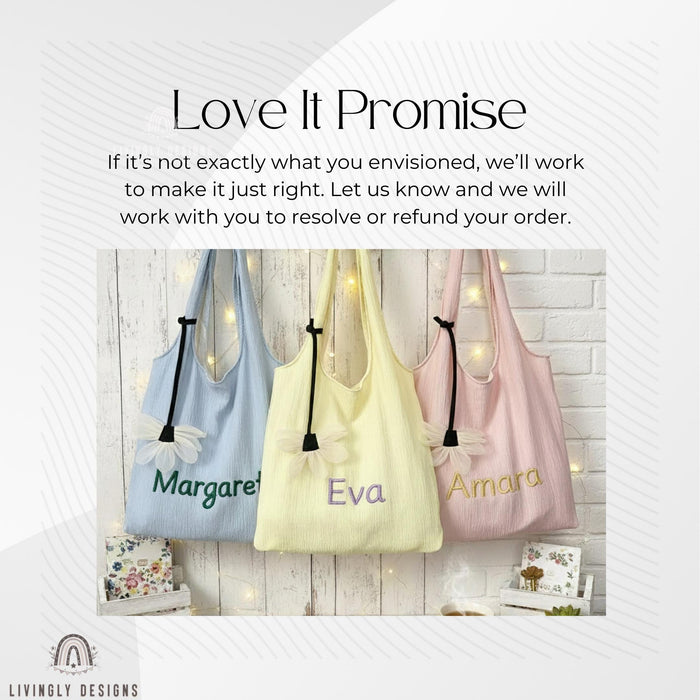 Custom Embroidered Summer Tote Bag with Name