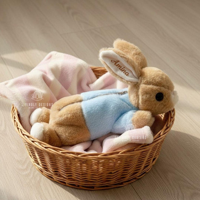Personalized Stuffed Bunny Toy with Embroidered Name