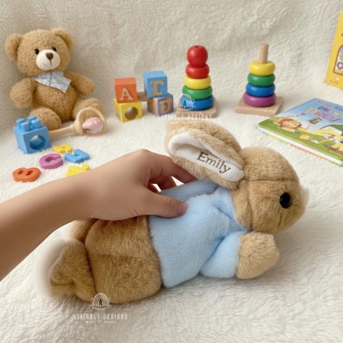 Personalized Stuffed Bunny Toy with Embroidered Name