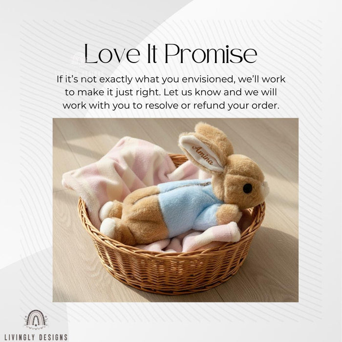 Personalized Stuffed Bunny Toy with Embroidered Name