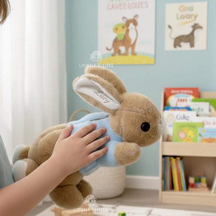 Personalized Stuffed Bunny Toy with Embroidered Name