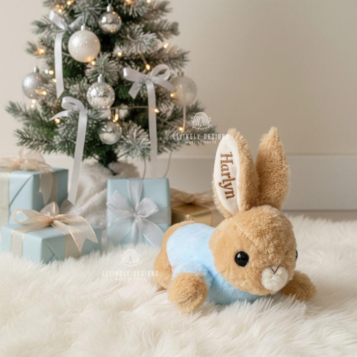Personalized Stuffed Bunny Toy with Embroidered Name