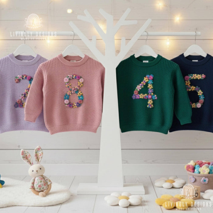 Personalized Birthday Floral Number Embroidered Baby Jumper