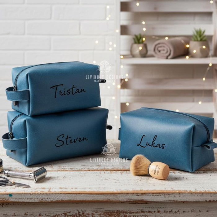 Personalized Leather Toiletry Bag for Him