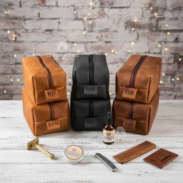 Personalized Leather Toiletry Bag for Him