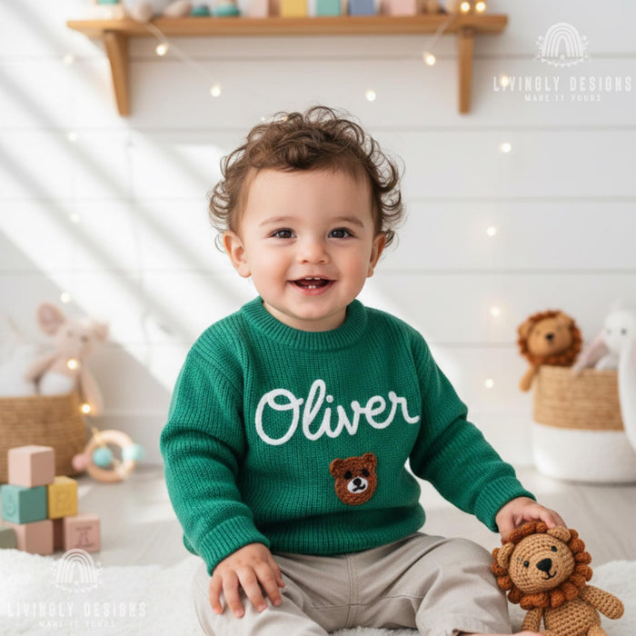 Custom Embroidered Baby & Kids Jumper with Bear