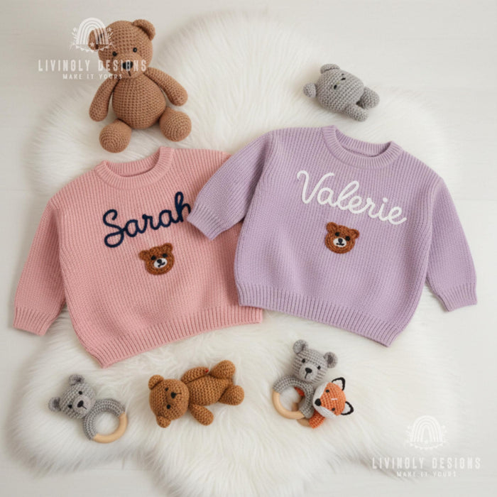 Custom Embroidered Baby & Kids Jumper with Bear