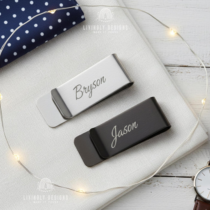 Personalized Engraved Stainless Steel Tie/Money Clip