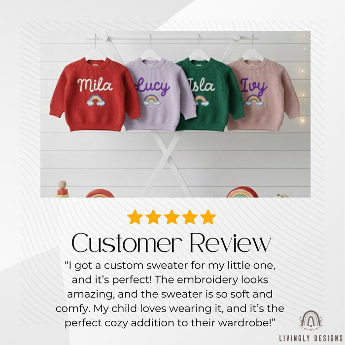 Personalized Kids Baby Name Rainbow Embroidered Jumper