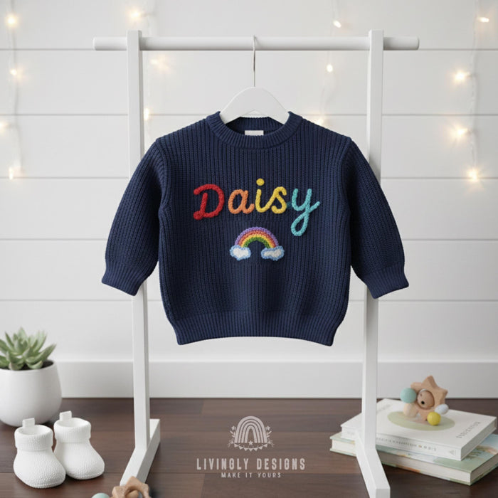 Personalized Kids Baby Name Rainbow Embroidered Jumper