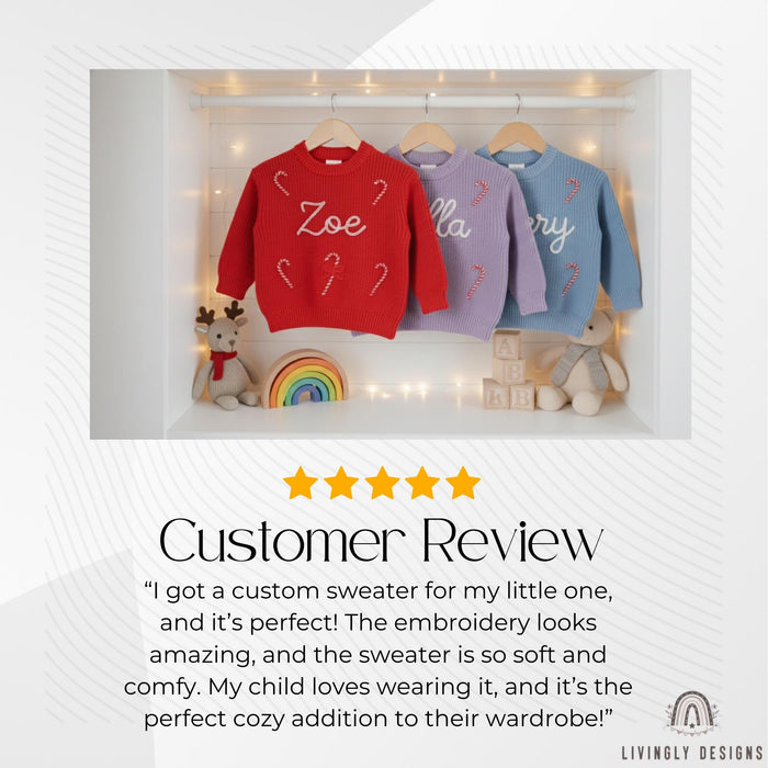 Personalized Embroidered Candy Cane Baby/Kids Sweater