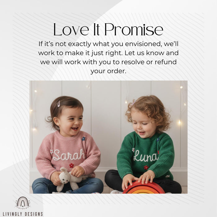 Personalized Embroidered Red White Blue Floral Kids Sweater