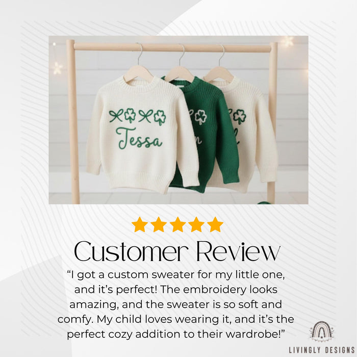 Personalized St Patrick's Day Clovers & Bows Sweater