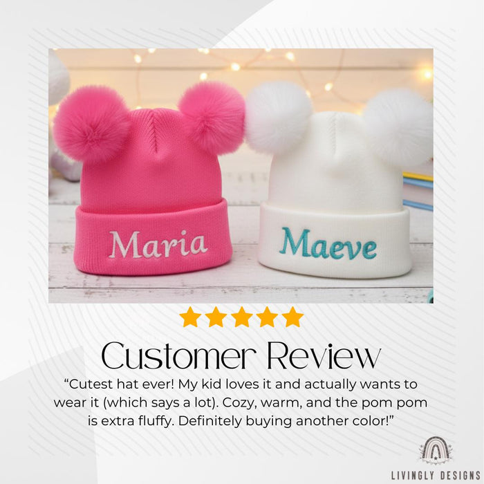 Custom Embroidered Double Pom-Pom Beanie