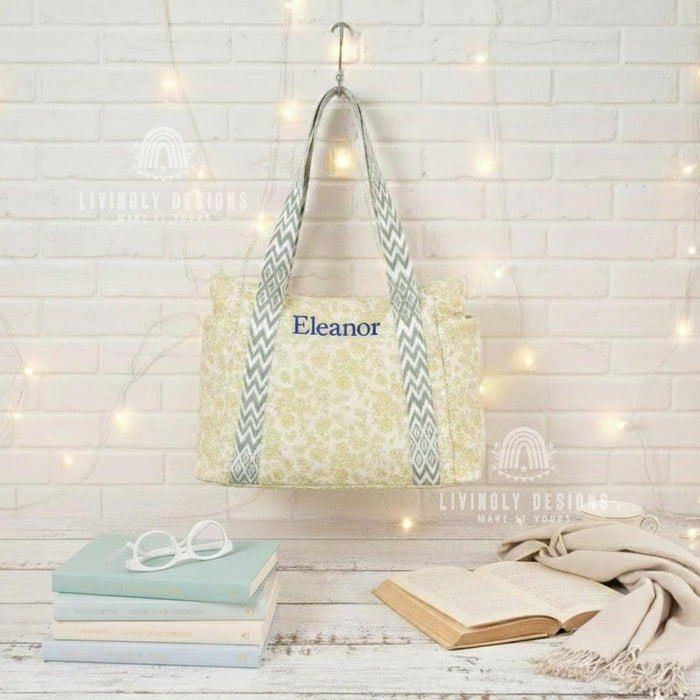 Personalized Embroidered Name Shopper Travel Tote Bag