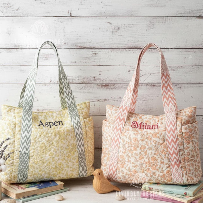 Personalized Embroidered Name Shopper Travel Tote Bag
